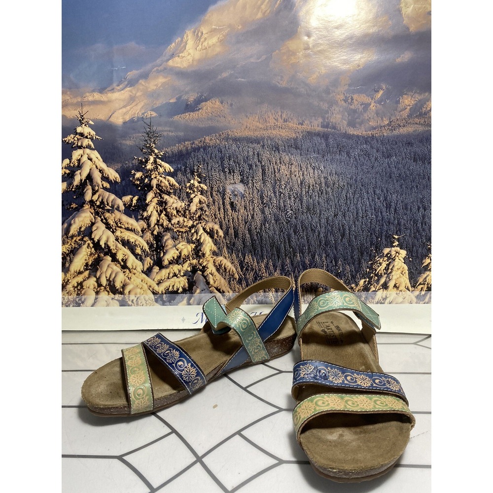 Womens Blue Multi Spring Step L'Artiste  Sandals, 7